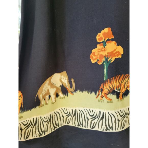 Vintage Desert Shores Dress Womens Size L Animal Zebra Giraffe Print Black Rayon - Picture 6 of 6